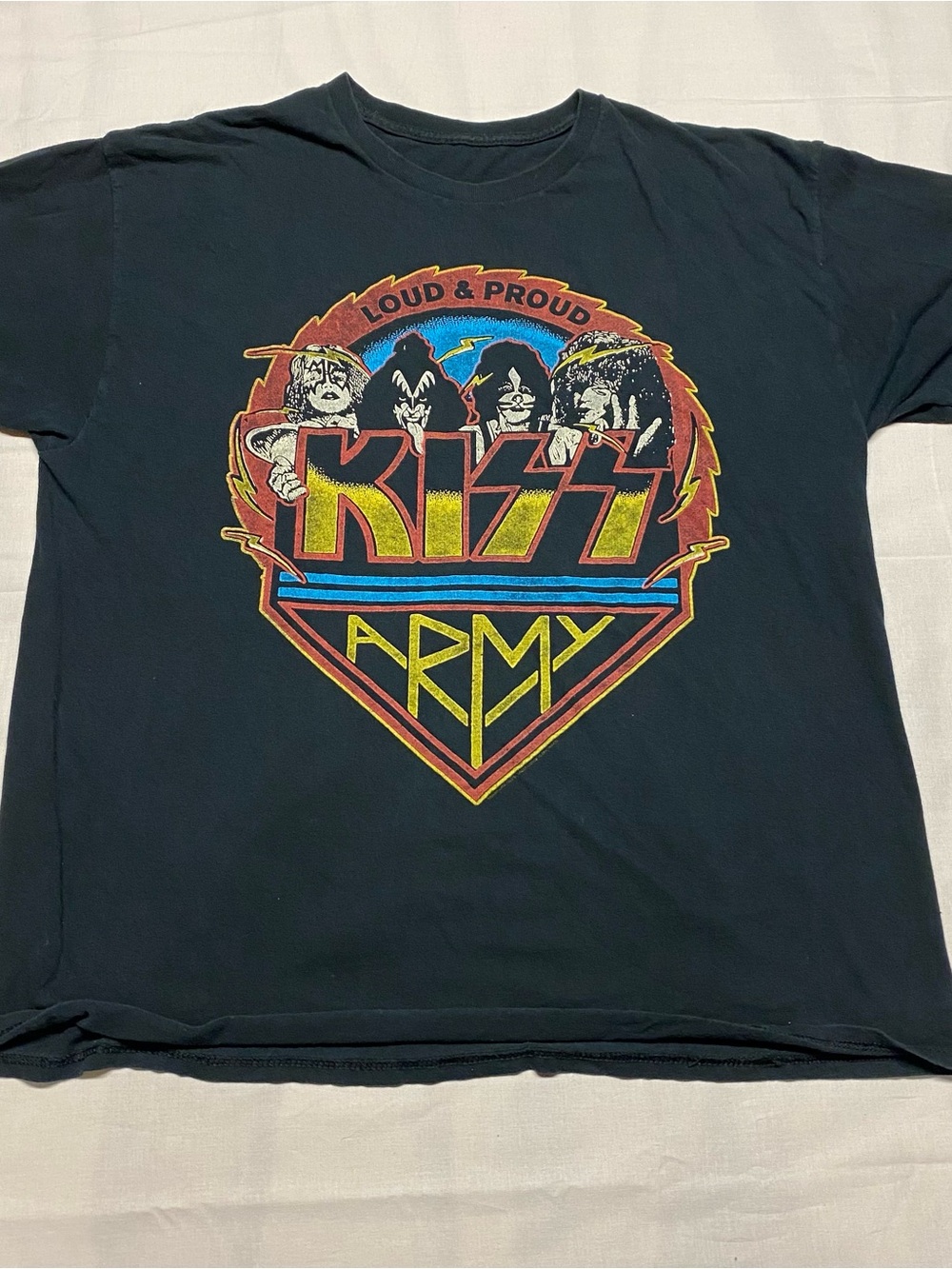 Kiss Black 'Loud & Proud' Graphic Tee with Multicolor Crest